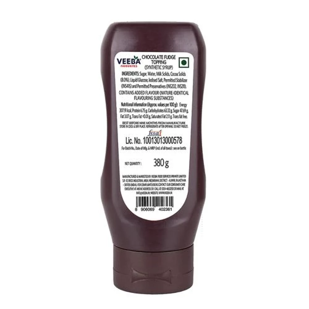 VEEBA Chocolate Fudge Topping, 380 g Pet Jar-2.webp